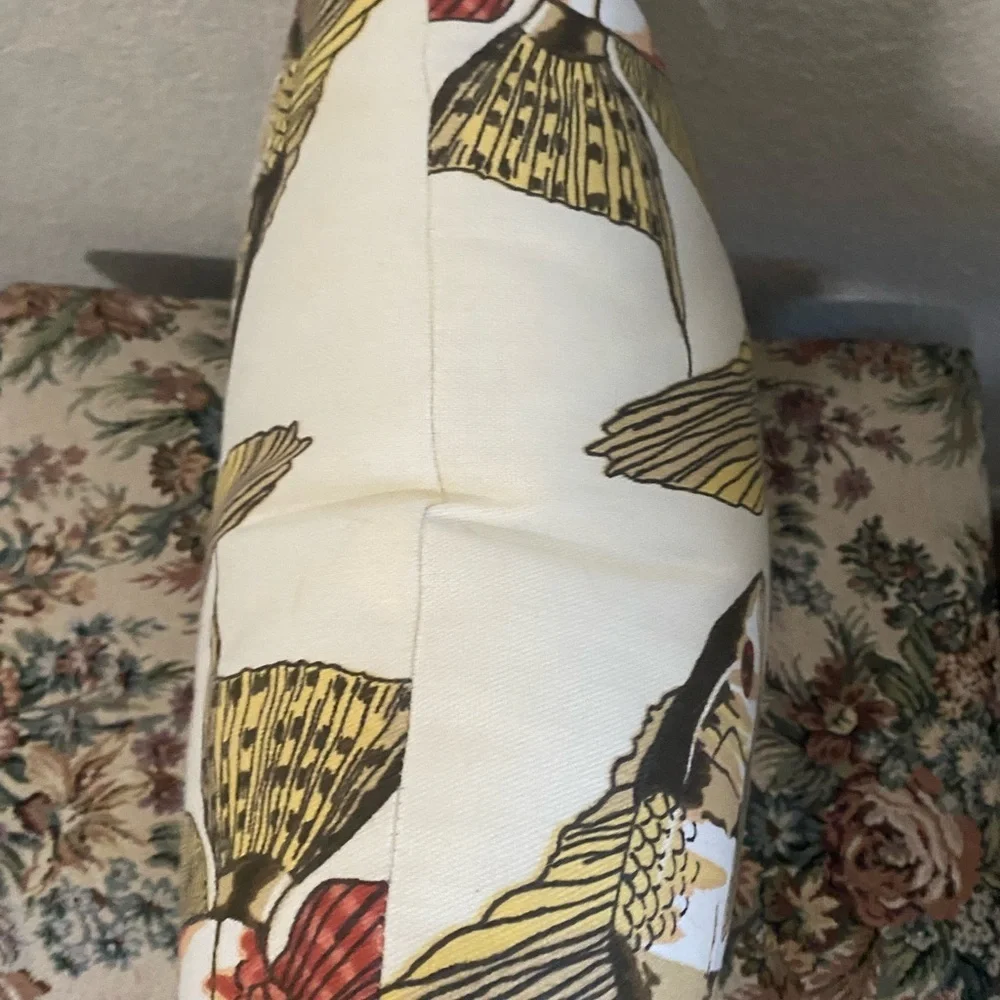 Pottery Barn Nautical Tropical Angel Fish Print Indoor Outdoor 15” Decor Pillow